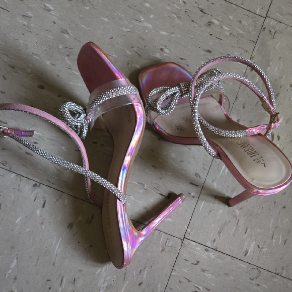 Dreamer's Pink and Silver Strappy Heels - Picture 2 of 4